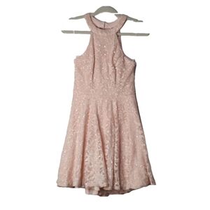 B. Darling Sparkly Pink Sleeveless High Collar Dress Size 9